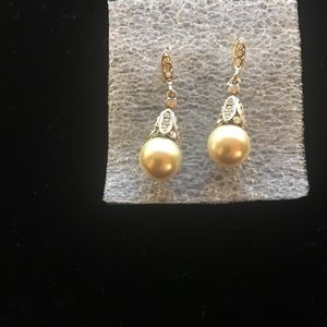 Faux Pearl & Rhinestone Pierced Earrings